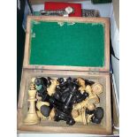 Boxed wooden chesss et, other games and a watch