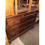 A chest of three drawers crica 1900, later top.