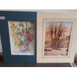 Two unframed watercolours comprising a still life of flowers, signed M.Little, (19)'97 and a North