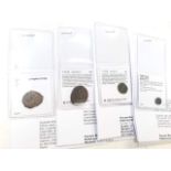 4 ancient coins with certificates