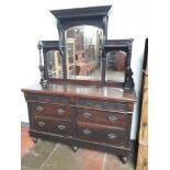 An Edwardian mirror back sideboard, width 53cm, depth 56cm & height 200cm.