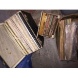 A box of 45rpm singles, a case of LPs, and a box 78s