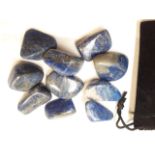 A pouch containing lapis lazuli stones.