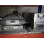 A sony mini hi fi system with speakers, a HP scanner, Alba DVD player and a Panasonic dvd player