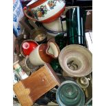 Four boxes of pottery etc.