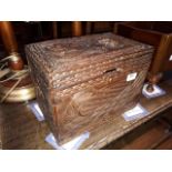 An eastern carved wooden box, length 31cm.