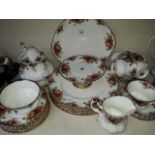 Royal Albert Old Country Roses tea set (teapot top damaged) 32 pieces.