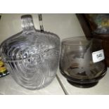Glass bowl and cover and an etched glass
