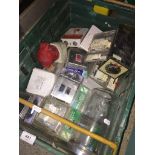 A crate of electric items - switches etc