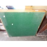 A green baize top folding card table.