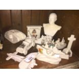 Various military crested china pieces