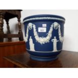 A Wedgwood jasperware jardiniere, H24cm, Diameter 26cm.