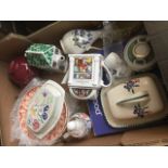 A box of ceramics inc. Doulton, Poole and Wedgwood