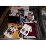 A crate containing an 2 xbox 360 consoles, Nintendo Wii and various games, HIKVision network camera,