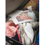 A suitcase of tapestry making items, materials etc
