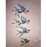 Four cast metal wall hanging birds (small)