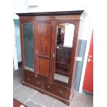 An Edwardian inlaid mahogany wardrobe, width 160cm, depth 57cm & height 206cm.