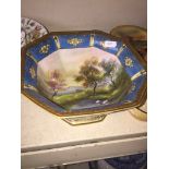 Noritake octagonal bowl with landscape interior scene