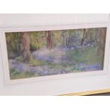 20th Century School, forest scene, watercolour, 32.5cm x 15cm, indistinctly signed lower left,