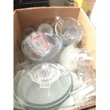 A box of mixed glassware etc