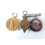 A group of three non mathcing WWI medals, the 1914-1918 medal awarded to 52736 PTE J SNEYD LPOOL