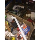 3 boxes of garage ware, including electrical cable, fan heater, hammerite paint
