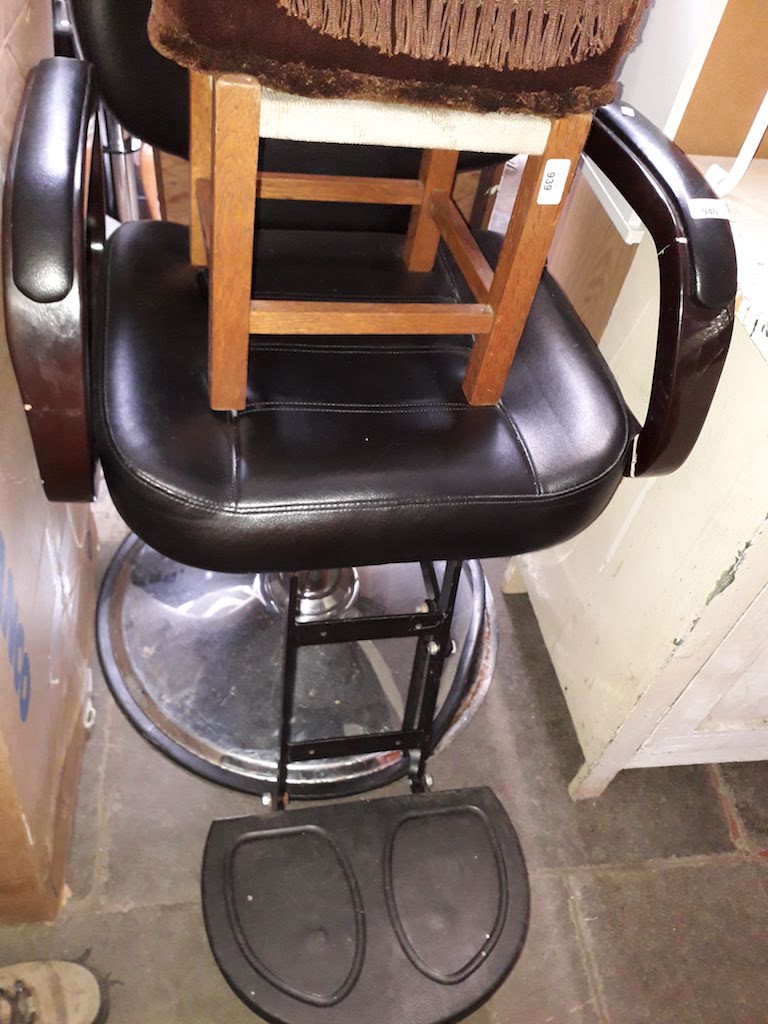 A barber's chair - as found.