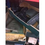 2 boxes of wellington boots, sizes include 7 and 10
