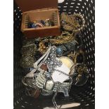 A basket of costume jewellery