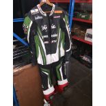 A full length leather motor cycle racing suit size 48