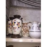 Pair of Edwardian pottery vases abd two wash jugs