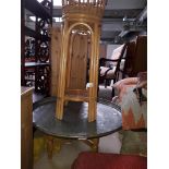 Vintage Turkish coffee table and bamboo plant stand.