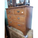 A chest of drawers with brass half clam shell escutcheons, H84cm, W92cm, D50cm.