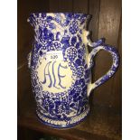 Blue and white pottery large ale jug