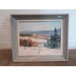 20th Century School, winter landscape, oil on board, 49cm x 39cm, signed S Berna(?) lower left,