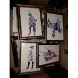 A box of miniature prints depicting mainly military figures and others.