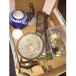 A box of collectables including costume jewellery etc.