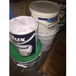 A quantity of Cuprinol fence paint and emulsion paint