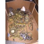 A box of brass fittings, handles etc.