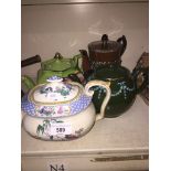 Four pottery teapots