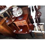 Eight items of furniture comprising a mahogany nest of tables, an onyx top gilt metal table, a