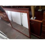 A wood veneer sideboard, length 158cm and matching mirror 113cm x 100cm.