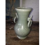 A modern Chinese celadon glaze vase, height 32cm.