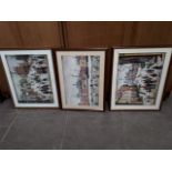 A group of three glazed and framed colour prints after LS Lowry 76cm x 61cm each.