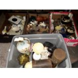 Four boxes of mixed ceramics, glass and other items including Wedgwood, Carltonware, etc
