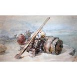 19th century school, shrimpers, watercolour, 34cm x 20cm, indistinctly signed lower left,