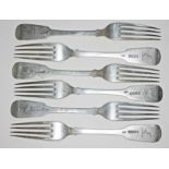 A set of six William IV Irish silver forks, R W Smith, Dublin 1834, length 22cm, wt. 13 1/2oz.