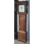 An oak 30 hour long case clock, the 12" dial sign Hallam Nottingham, height 195cm, with weight and