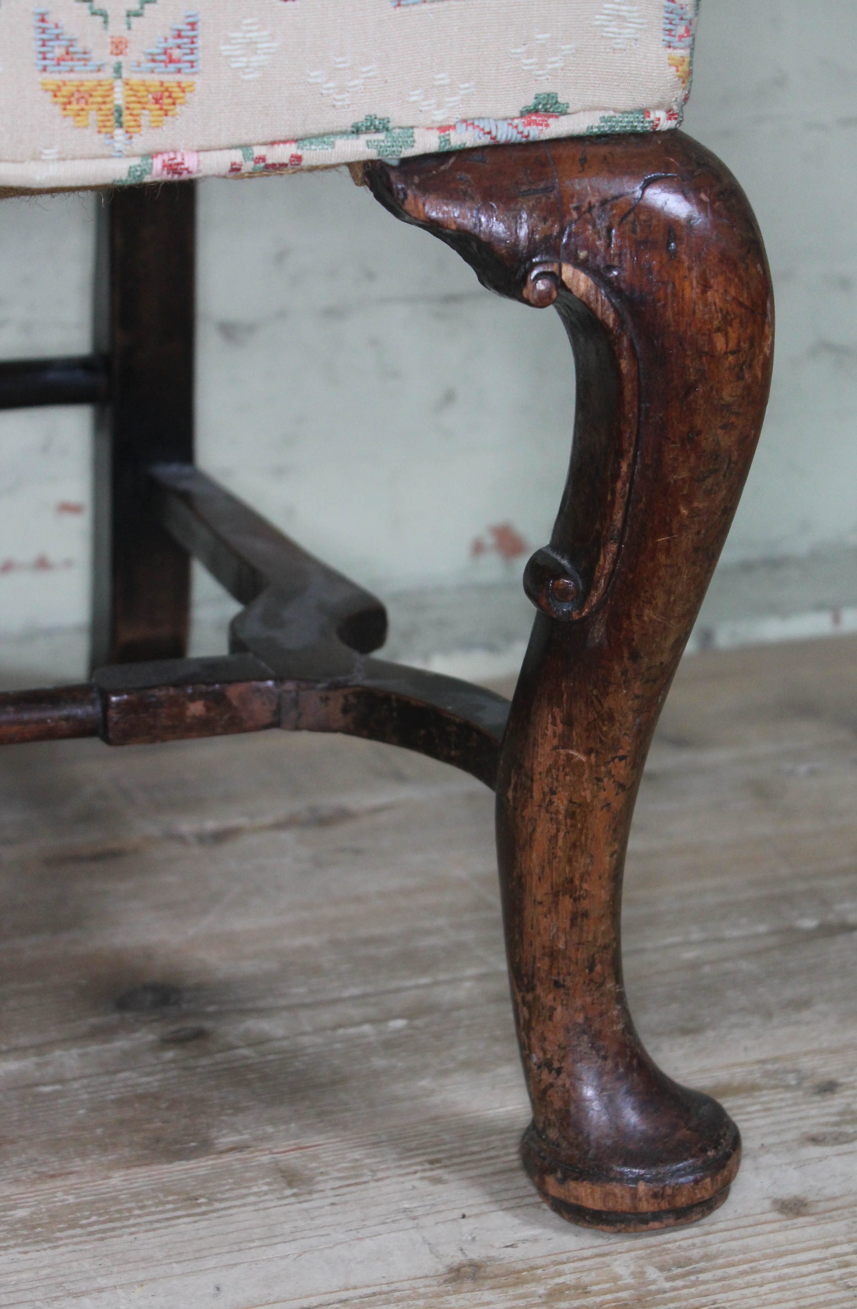 An 18th century and later oak armchair of small proportions with domed back, scroll arms and - Image 4 of 9