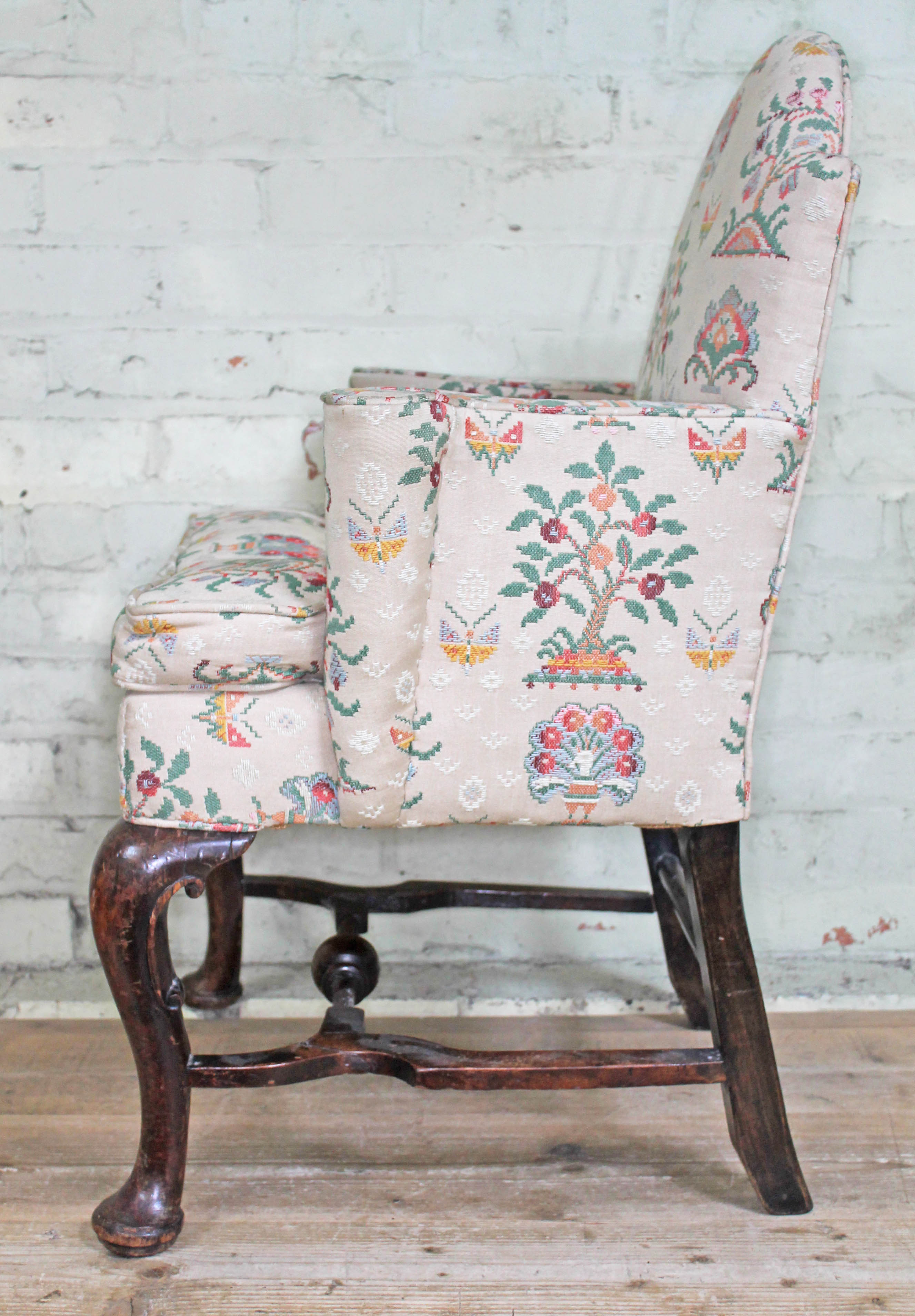 An 18th century and later oak armchair of small proportions with domed back, scroll arms and - Image 5 of 9